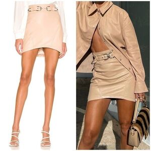 FLAW Camila Coelho Luci Leather Mini Skirt in Nude Size XS
